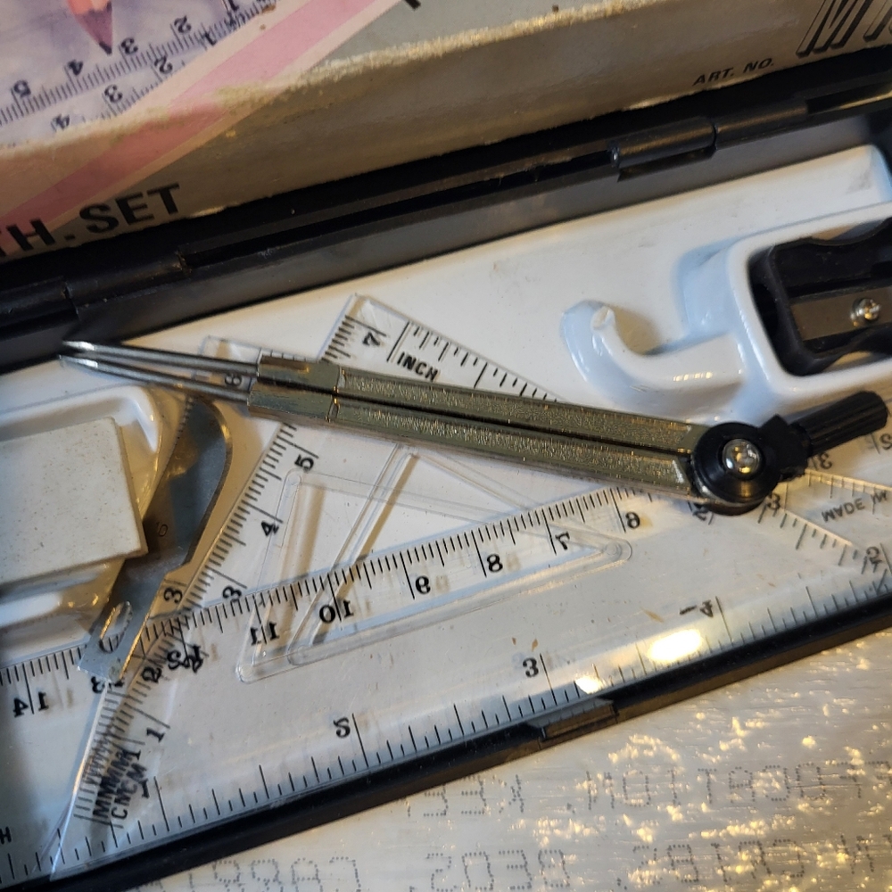 4 For $10 - Math Set with Compass and Ruler - Black - Picture 2 of 3
